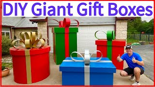 DIY GIANT outdoor Christmas gift box decorations [upl. by Aicetel491]