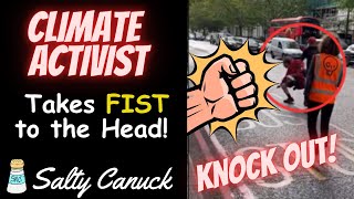 Climate Activist vs FIST gets instant Karma via a drivers BIG FIST to the Head [upl. by Aimej666]