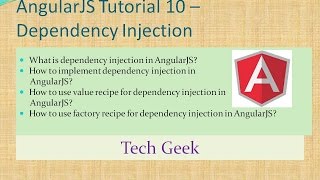 AngularJS Tutorial 10  Dependency Injection [upl. by Kerianne855]