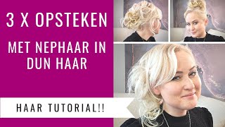 3X OPSTEKEN MET HAARSTUKJE rommelige nep knot met elastiek IN DUN HAAR  Dazzling Beauty [upl. by Mirabelle]