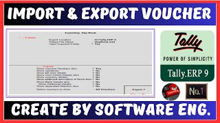 Import amp Export Voucher In Tally ERP 9 in Hindi  How to Import Voucher in Tally [upl. by Leisha]