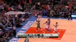 Rajon Rondo ridiculous layup vs Knicks Apr 23 2011 [upl. by Ymaral]