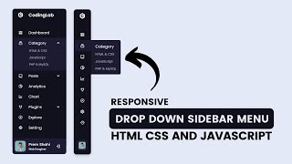 Responsive Dropdown Sidebar Menu using HTML CSS and JavaScript  Side Navigation Bar [upl. by Bernadine482]