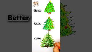 How to Draw a Christmas Tree  Trees Drawing Simple and Artistic 🌈🎄 shorts christmas art [upl. by Troyes]