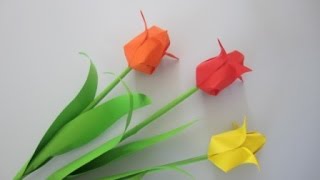 Tulpen aus Papier falten Einfach und schön Origami [upl. by Attenod72]