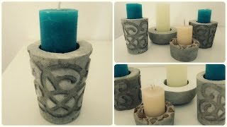 Kerzenhalter aus Beton 2  DIY  Concrete Candle Holder eng sub [upl. by Assyl]