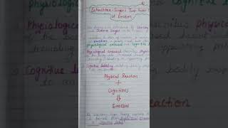 SchachterSinger theory of emotion youtubeshorts psychologynotes ashortoday [upl. by Monjo844]