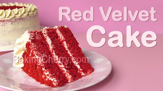 FLUFFY amp MOIST RED VELVET CAKE w WHITE CHOCOLATE FROSTING  Red Velvet Cake Recipe  Baking Cherry [upl. by Arotak]