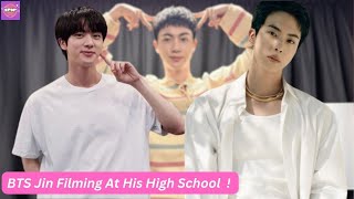 BTS Jin Filming At His High School  Jin Spotted In High School after Post Military Discharge [upl. by Enaed]