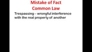 Criminal Law Video Presentation 5 Mistake of Fact and Law [upl. by Ragse]