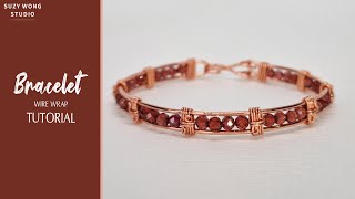 Garnet Wire Wrap Bracelet Tutorial Easy Bracelet DIY Bracelet DIY Jewelry How to make [upl. by Northington]