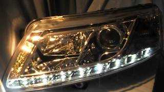 SWDRL Scheinwerfer chrome Audi A6 4F LED Tagfahrlicht by SWTuning [upl. by Llerdnek]