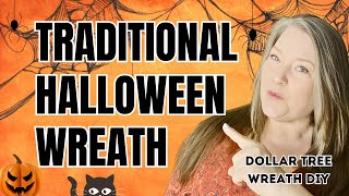 Traditional Halloween Wreath DIY  Dollar Tree Deco Mesh Halloween Wreath Tutorial [upl. by Mobley437]