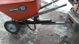 Adapting a 2 wheel wheelbarrow into a towbehind dump cart cheaply and easily [upl. by Annocahs452]