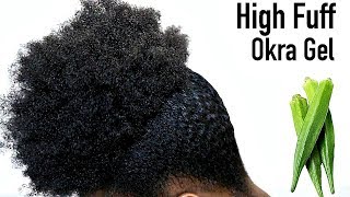 Sleek High Afro Puff Natural Hairstyle for Black Women Tutorial Type 4C 4B 4A With Okra Gel [upl. by Yenffad]