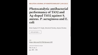 Photocatalytic antibacterial performance of TiO2 and Agdoped TiO2 against S aureus  RTCLTV [upl. by Wang]