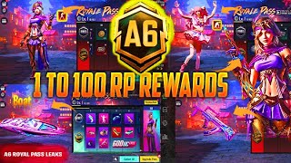 A6 ROYAL PASS  1 TO 100 RP REWARDS  ACE 6 ROYAL PASS LEAKS  A6 ROYAL PASS PUBG MOBILEBGMI 🔥 [upl. by Reivad]