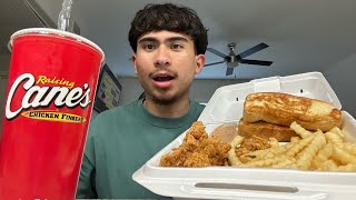 TRYING ASMR MUKBANG FOR THE FIRST TIME  RAISING CANES BOX COMBO ASMR [upl. by Amalia]