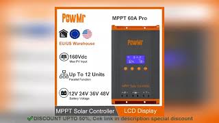 PowMr New 60A MPPT Solar Charge Controller 12V24V36V48V LCD Dispaly [upl. by Laurella]