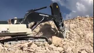 Kaya Bomlu Hidromek 490R Ekskavatör Riperle Ocak Üstü Açıyor  Hidromek Heavy Excavator Rock Boom [upl. by Zephaniah]