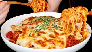 CHEESY BAKED SPAGHETTI MUKBANG ASMR 오븐스파게티 먹방 [upl. by Eniarral114]