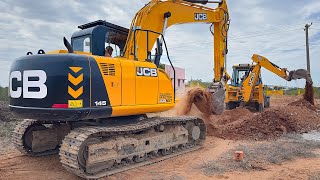 JCB 3DX Plus and JCB 145 Excavator Underground sewerage Pipeline dig and installation in Pettai [upl. by Rheims]