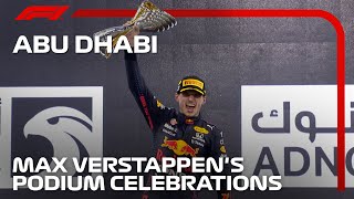 Verstappen Celebrates Maiden Title Win On Podium  2021 Abu Dhabi Grand Prix [upl. by Narod]