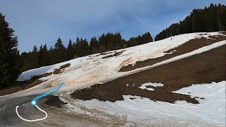 SNOW STARTING TO MELT GoPro HD POV Skiing BLUE FORESTIER  MEGEVE ski resort  Feb 2024 [upl. by Aileek]