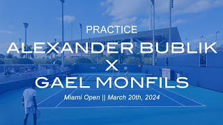 Alexander Bublik amp Gael Monfils practice at Miami Open [upl. by Bakerman]