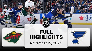 NHL Highlights  Wild vs Blues  November 19 2024 [upl. by Irtemed]