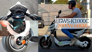 MOTO ELÉTRICA GWS K1000C 2000W de motor e cerca de 70km de autonomia com eABS [upl. by Fedak]