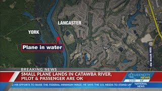 Airplane crash lands in Catawba River pilot and passenger OK [upl. by Phoebe]