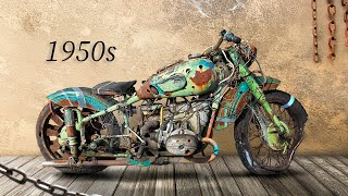 Restoration Heavy Abandoned Chopper from 1950s  Rusty Huge Old 750cc Motorcycle Repairing [upl. by Repinuj]