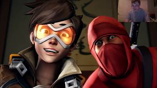 Tracer vs Scout Animated Rap Battle by JT Machanima Reaction [upl. by Origra]