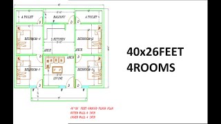 40x26 Feet Ground Floor Plan 4BHK House Idea Plan [upl. by Lorola]