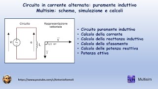 Circuito in corrente alternata puramente induttivo con Multisim costruzione circuito e simulazione [upl. by Wayne]