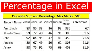 How to Calculate Percentage in Excel  Calculate Percentage in Hindi  Percentage in Excel formula [upl. by Solrac]