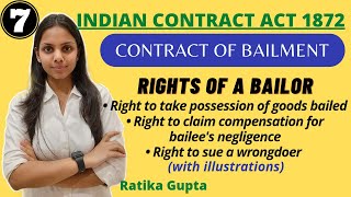 Rights of a Bailor  Contract of Bailment Contract Act 1872 [upl. by Annahvas]