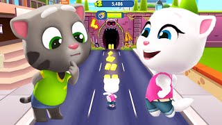 Talking Tom Gold Run Talking Angela vs Boss Fight with Raccoon Boss  Android iOS  Full Screen 🔥 [upl. by Waldon]