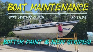 DIY Boat Maintenance Bottom Paint amp New Stripes Part 6 of 7 [upl. by Dollar905]