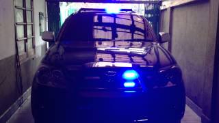 Toyota Fortuner with Police Strobo 4 pcs LED Bar Blue amp Sirine Senken 100 watt [upl. by Selohcin]