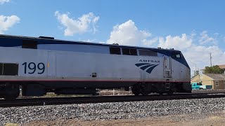 Amtrak 199 leads Sunset Limited 1 with horn show and close call with car VS train crash [upl. by Orozco193]