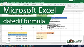 Excel DATEDIF Function  How to calculate employee service length  excel tutorial [upl. by Relluf210]