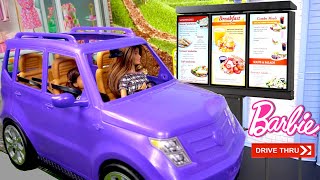 Barbie Doll Family Morning Routine Drive Thru Pretend Play [upl. by Atilam391]