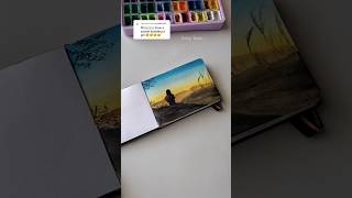 Sunset painting🎨 art artshorts painting shortsviral drawing sunset shorts yt ytshots diy [upl. by Benzel]