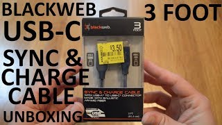 Unboxing BlackWeb 3Ft USBC Sync amp Charge Cable Blue [upl. by Eramal]