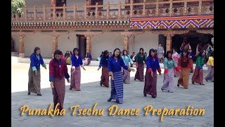 Punakha Tsechu Fulmoon festival dance preparation in Bhutans Punakha Dzong Monastery [upl. by Mellisent]