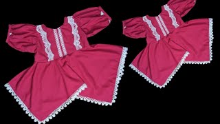 Handkerchief Baby Frock Cutting and Stitching Handkerchief full tutorial [upl. by Prince]