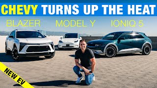 Chevy Blazer EV vs Tesla Model Y vs Hyundai Ioniq 5  Electric SUV Comparison Test [upl. by Cyprus]