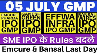 EMCURE PHARMA IPO GMP  BANSAL WIRES IPO GMP  GANESH GREEN IPO GMP  EFFWA INFRA IPO GMP 🔥 [upl. by Lynnea759]